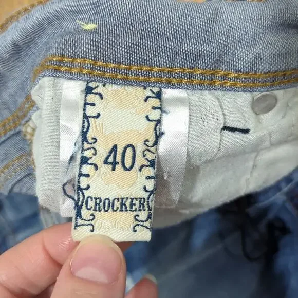 Crocker Embroidered Jean Shorts Women's EU 40 Studded Distressed Medium Blue - Picture 7 of 8